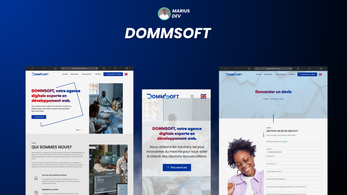 Développement du Site Web pour Dommsoft